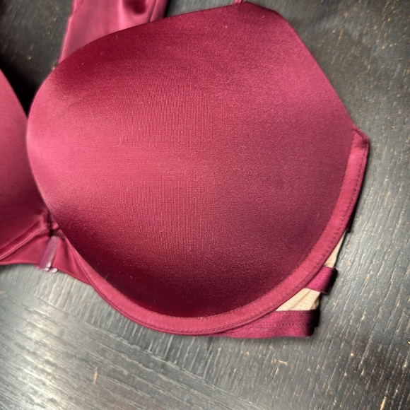 Victoria's Secret Very Sexy Push Up Front Clasp Mesh Sides Bra Size 32DD Maroon - Picture 5 of 5